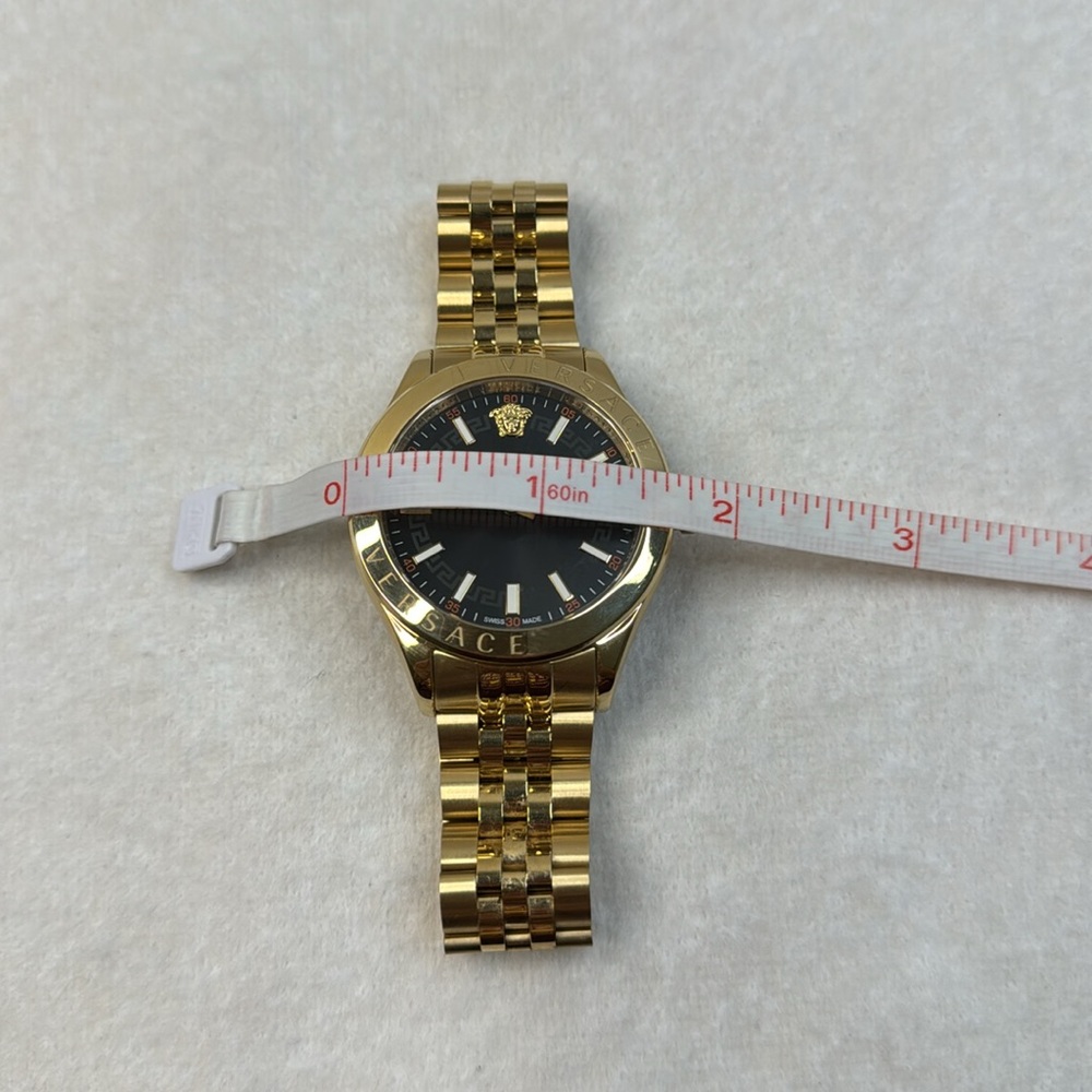 VERSACE MEN’S BLACK GOLD STEEL LUXURY WATCH WITH BOX - Picture 10 of 14